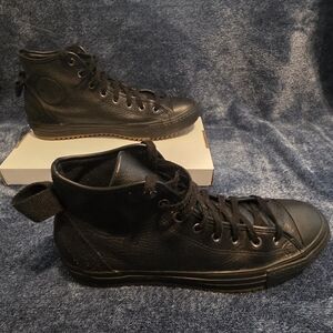 Converse All Stars - Leather High Tops (Black Monochrome/Triple Black) Size 11.5